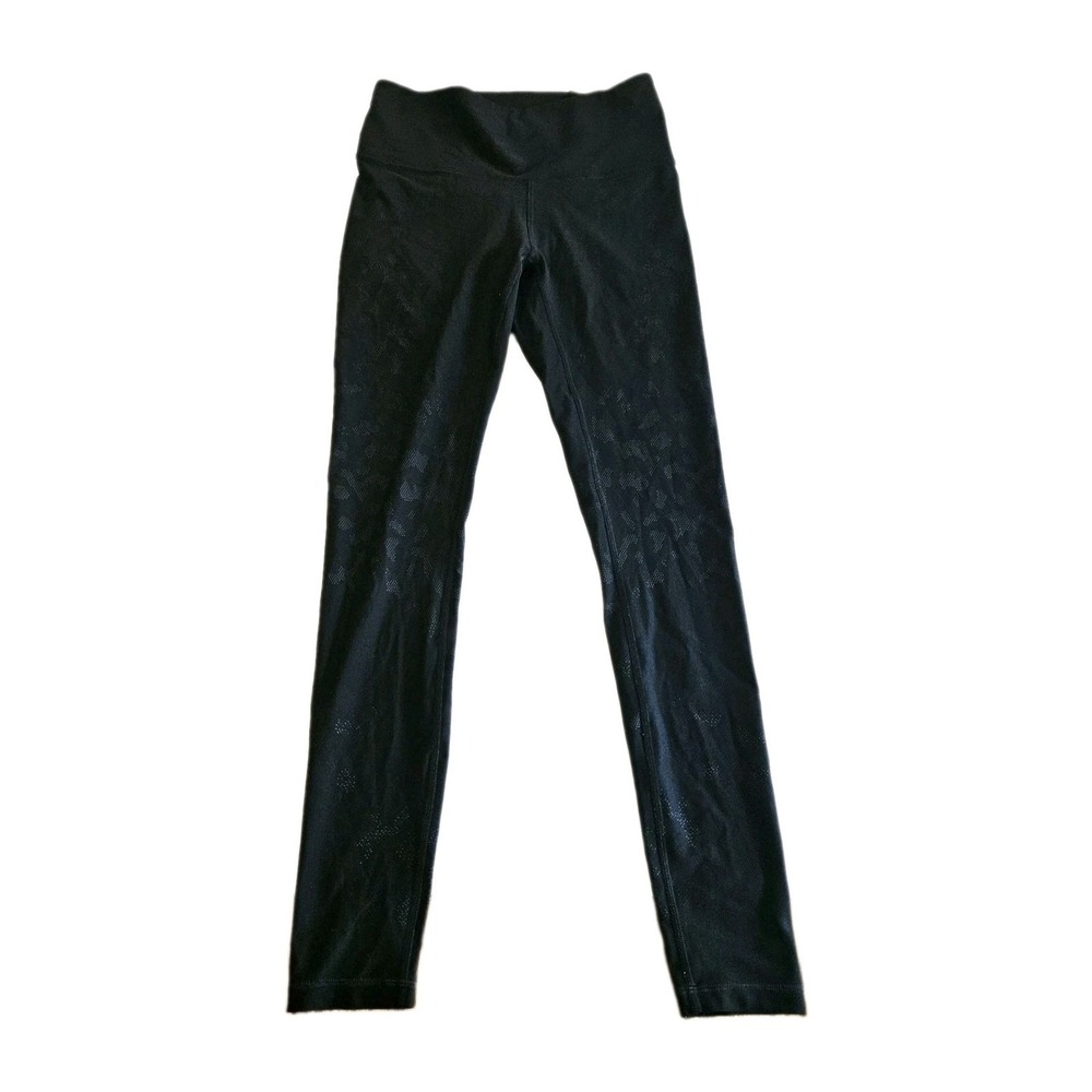 Lululemon Leggings Women's Size 8 Wunder Train Black Silver Leopard Pattern